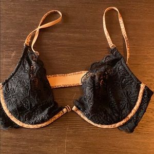 Sexy black with leopard print bra.